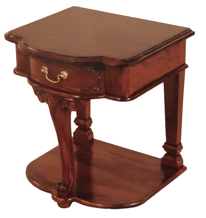 1 Drawer Carved Top Bedside Pedestal