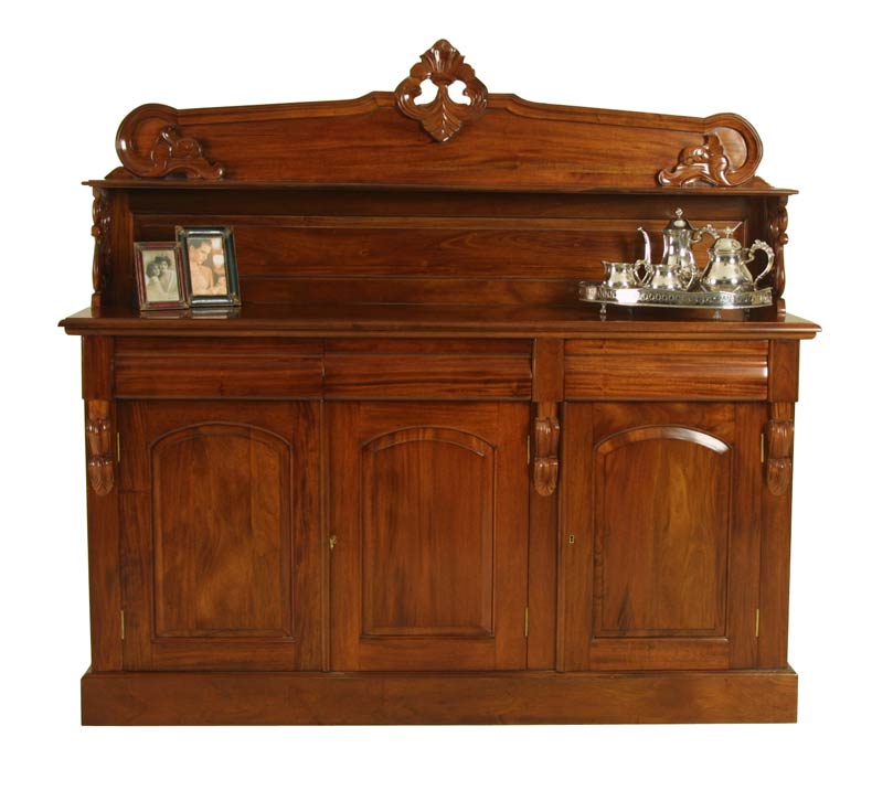 3 Door Corbal Chiffonier Carved Back & Shelf