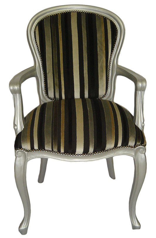 Georgian Plain Upholstered Back Carver - Silver