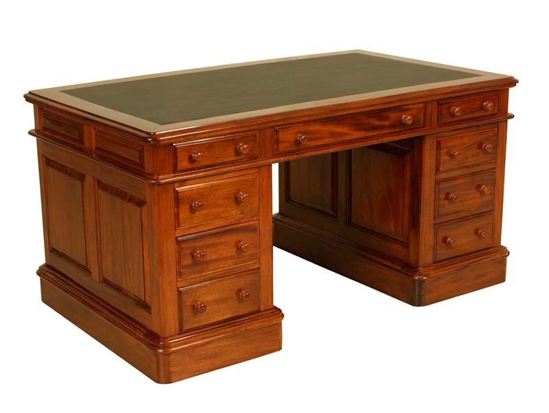 5'0 x 3'0 Victorian Double Pedestal Desk Leather Top