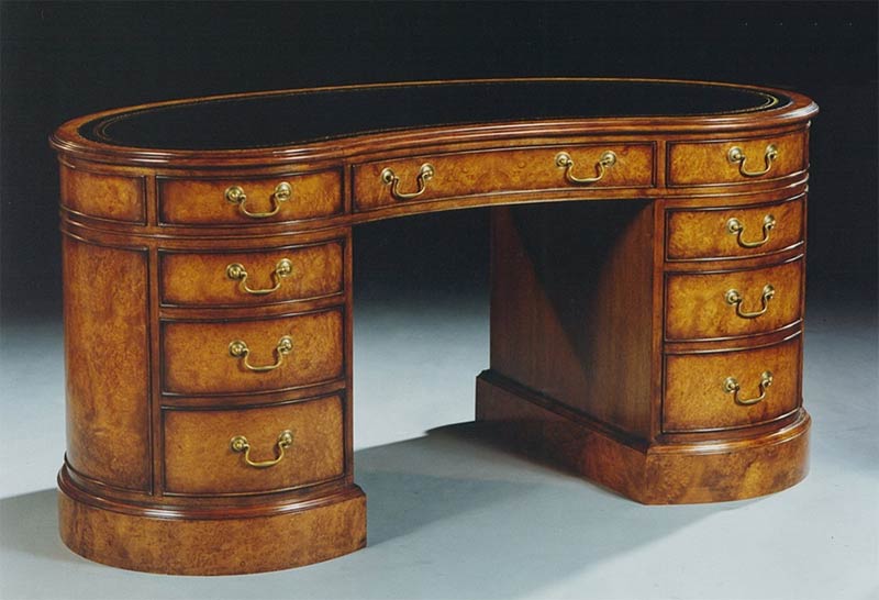 5'3 x 2'9 Walnut Kidney Desk Leather Top