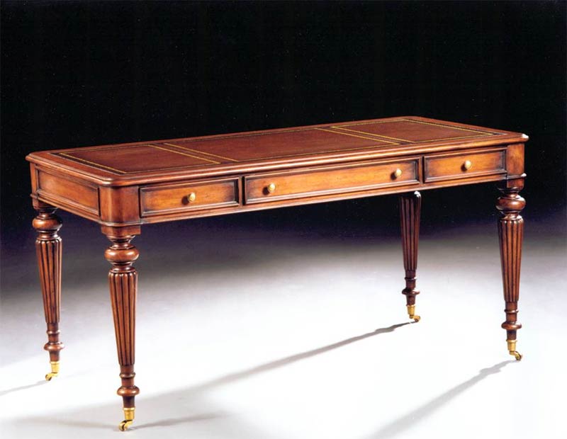 5'0 x 2'6 3 Drawer Leather Top Writing Table