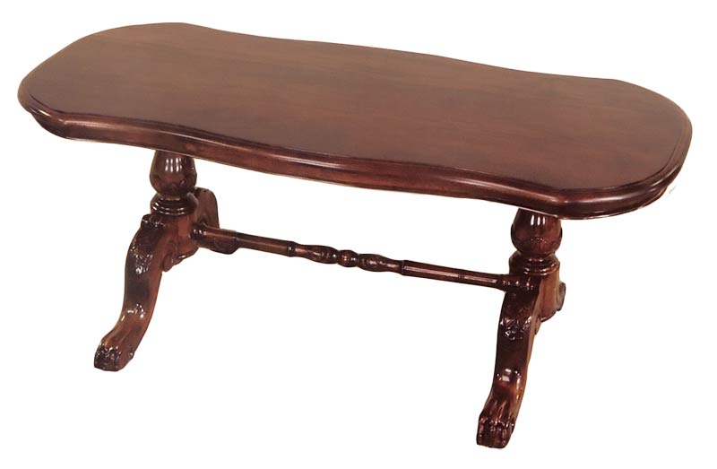 Shaped Top Double Ped Coffee Table