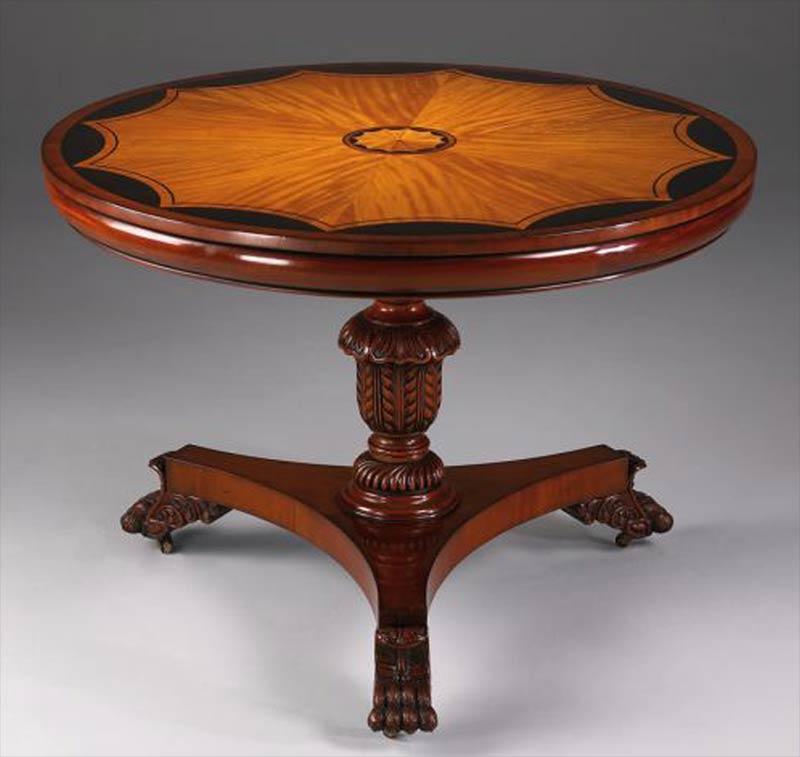 Black Inlaid Pedestal Center Table