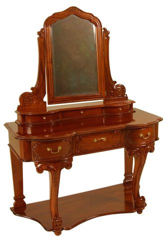 3 Drawer Carved Top Dressing Table