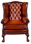 Deep Buttoned Executive Wing Chair Ball & Claw Foot