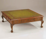 Square Chippendale Leather Top Coffee Table